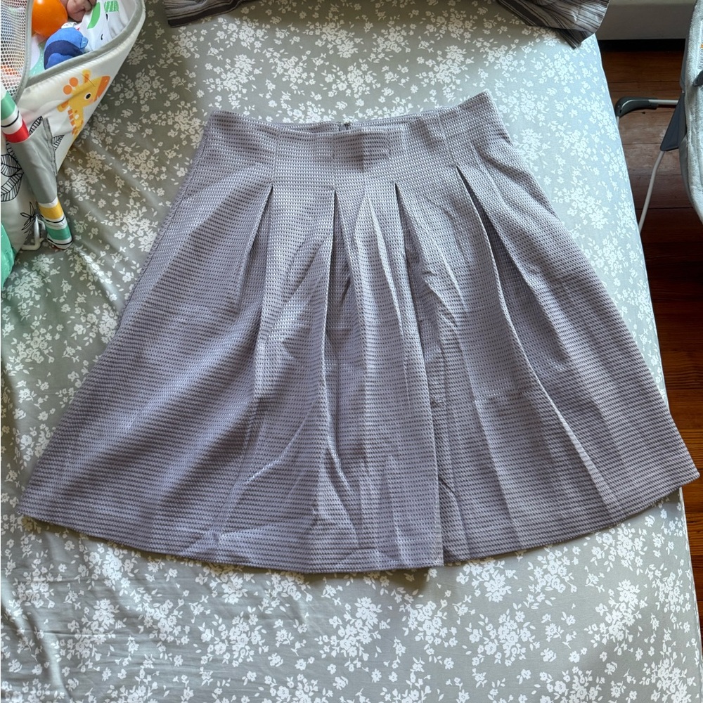 Ann Taylor Factory Purple Knee-Length Pleated A-Line Skirt